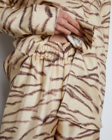 Брюки из шелка Стелла Маккартни бежевый/коричневый