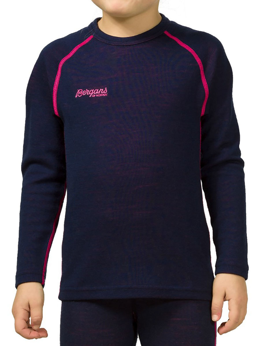 Термобелье Bergans Akeleie Kids Shirt цвета Navy/Hot Pink купить в интернет  магазине trolls-msk.ru