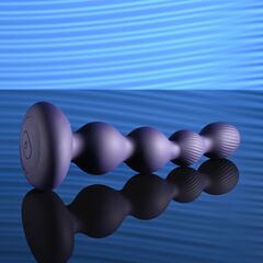 Фиолетовые анальные бусы с вибрацией и вращением Pleasure Orbit - 17,8 см. - 