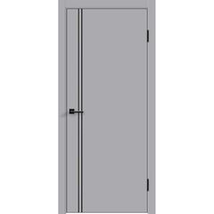Купить Межкомнатная дверь ПЭТ Альтекс-4 светлый серый кромка Al чёрная