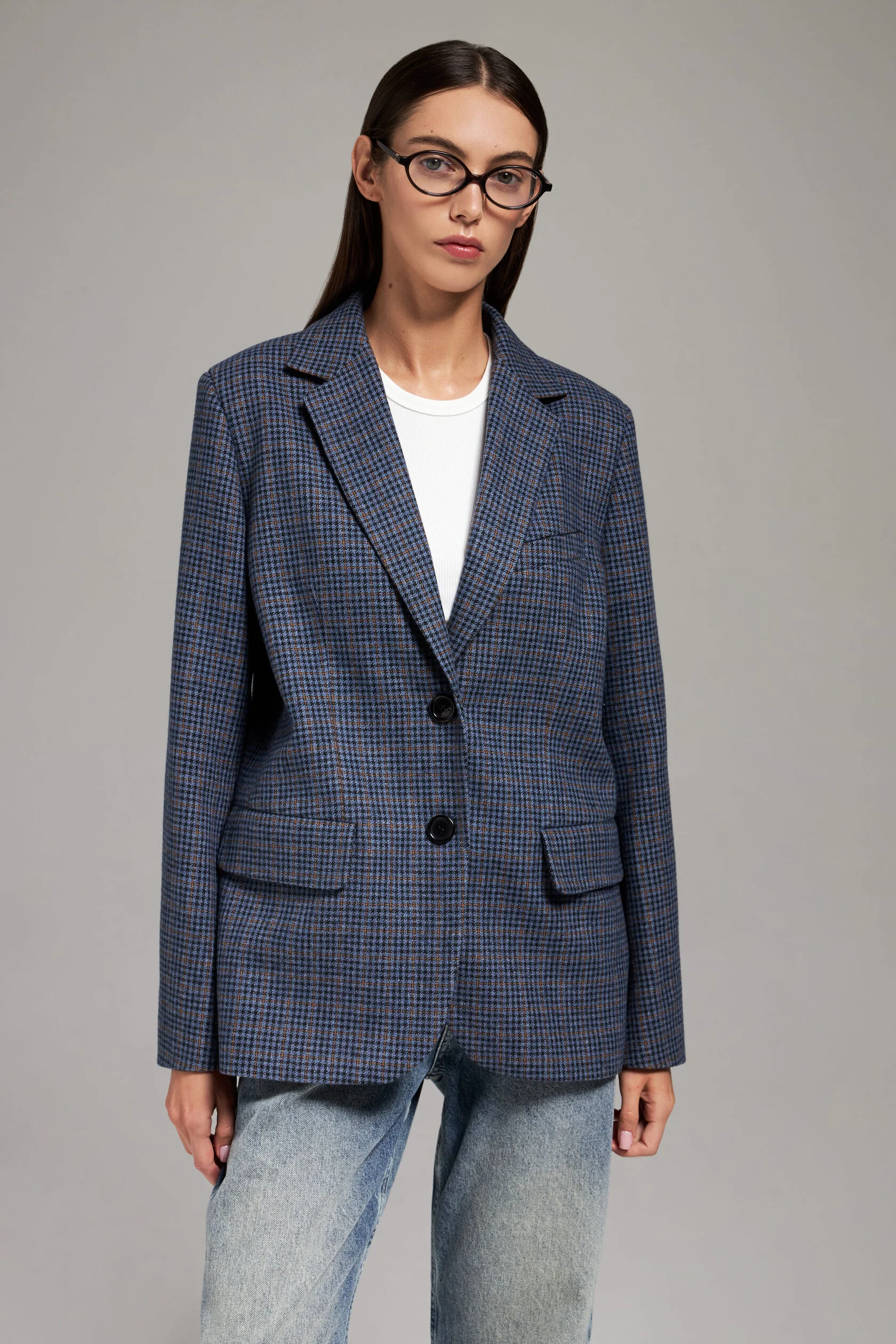 Жакет в клетку, Синий