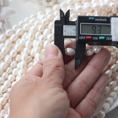 Жемчуг натуральный речной, рис, 7,9-10,1 мм, 1 нить, Ж028