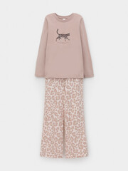 пижама  для девочки  К 1623/кофейный,нежный леопрад