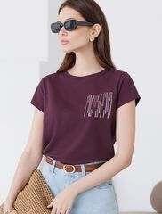 Нарядная футболка с блестящим принтом  D49.135 (131518)