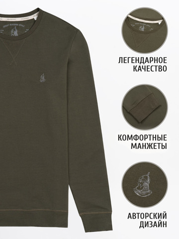 Джемпер цвета зелёного хаки с круглым вырезом