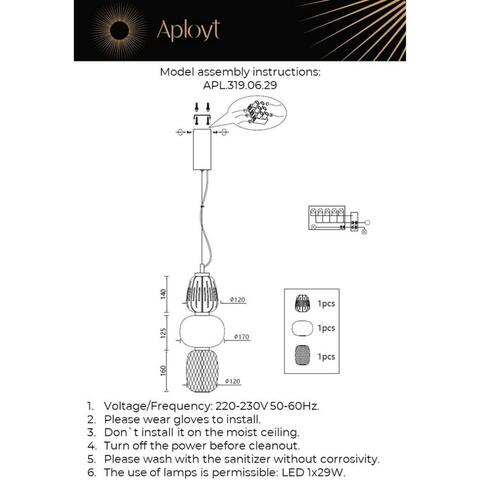 Подвесной светодиодный светильник Aployt Oliwcia APL.319.06.29