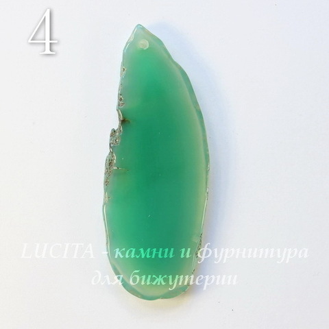 Подвеска Срез Агата (тониров), цвет - светло-зеленый, 60-83 мм (№4 (69х26 мм)(ЦАРАПИНА))