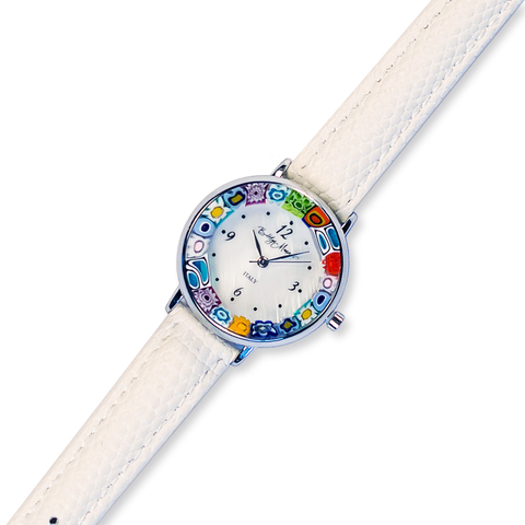 Белые женские наручные часы кожаный ремешок