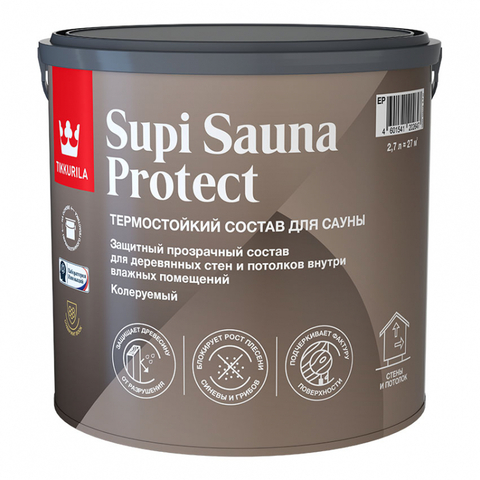 Защитный состав Tikkurila Supi Sauna Protect EP для стен и потолков в бане и сауне п/мат