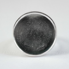 Основа для кольца латунная с сеттингом для кабошона 18 мм (цвет - серебро)
