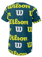 Детская теннисная футболка Wilson All Over Logo Tech Tee B - blue coral