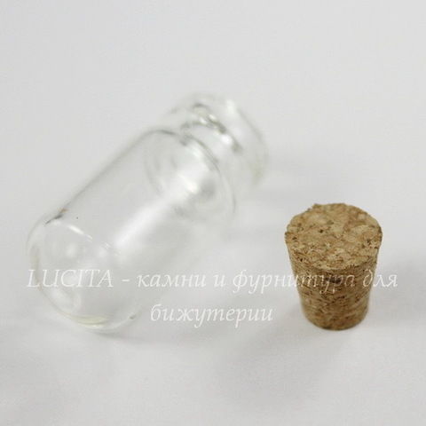 Стеклянная мини бутылочка с закругленным дном, 27х13 мм