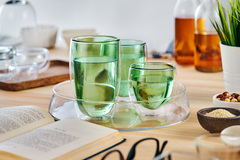 Стеклянный стакан с двойными стенками зеленого цвета, 450 мл