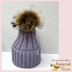 Шапка флис/натур.бумбон (12-35) 240923-FR2081