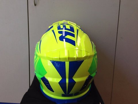 Кроссовый мото шлем NENKI NK-316, жёлтый-зелёный-синий