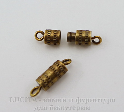 Винтажный замок винтовой 14х4 мм (оксид латуни)