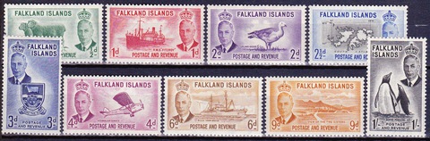 Falkland Islands 1952 №102-11 **MNH не полная серия
