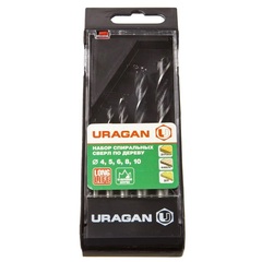 URAGAN 8 шт: 3-4-5-6-7-8-9-10 мм, набор спиральных сверл по дереву (29419-H8)