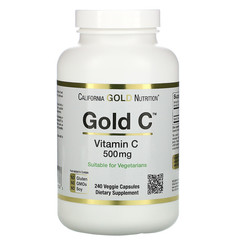 California Gold Nutrition, Gold C, витамин C, 500 мг, 240 растительных капсул