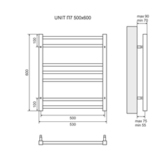 Полотенцесушитель электрический Lemark Unit П7 LM45607EBL 500x600, левый/правый, черный