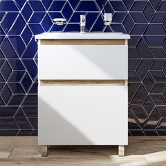 Тумба с раковиной, напольная, 65 см, 2 ящика, белый глянец,  AM.PM X-Joy - M85AFSX0652WG