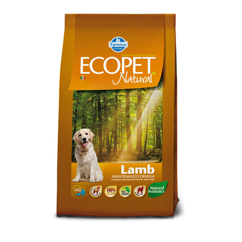 Сухой корм Farmina Ecopet natural с ягненком, для взрослых собак,12 кг.