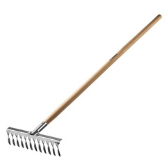 GRINDA PS-12 WOOD, 370 х 105 х 1300 мм, 12 витых зубцов, нержавеющая сталь, деревянный черенок, садовые грабли, PROLine (39481-12)