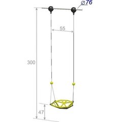 Качели одиночные подвесные высотой 300 см, диаметр крепления на трубу 76 мм