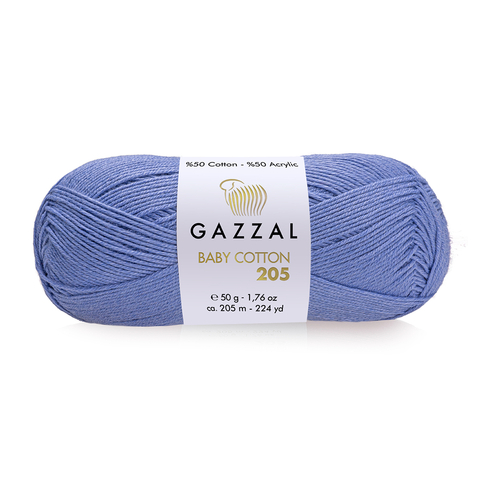 Пряжа Gazzal Baby Cotton 205 цвет 512 голубой