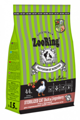 ZooRing Adult сухой корм для стерилизованных кошек (утка с брусникой) 1,5 кг
