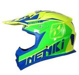 Кроссовый мото шлем NENKI NK-316, жёлтый-зелёный-синий