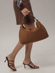 Сумка замшевая на плечо коричневый лист