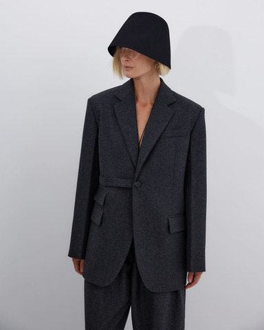 Жакет с хлястиком из шерсти Диор Кутюр темно-серый