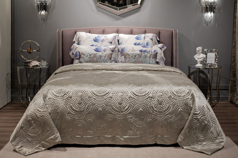 Покрывало 260х260 Garda Decor Euphoria Аморе бежевое со стежкой