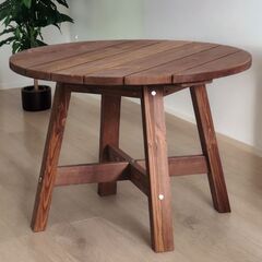 Стол круглый Осло, деревянный из массива сосны, венге