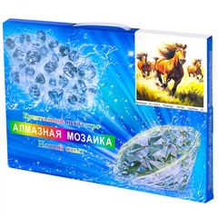 
          Алмазная мозаика Alingar, на подрамнике, с полным заполнением, (глянц) дизайн рамка, 30х40 см, 20 цветов, "Лошади"