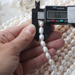 Жемчуг натуральный речной, рис, 7,9-10,1 мм, 1 нить, Ж028