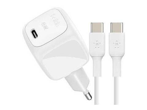 Зарядное устройство Belkin Wall Charger BoostCharge USB-C 45W с кабелем USB-C/USB-C PD. Длина кабеля: 1м, белый