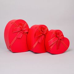 Коробка подарочная Сердце, с бантом, Красный, 16*14*6 см