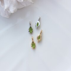 Подвеска Маркиз со светло-зелёным фианитом, 14*5 мм, позолота, П401