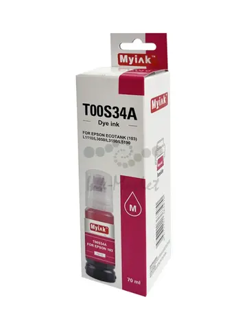Чернила Myink пурпурные для EPSON EcoTank (T00S34A) L1110/L3050, L3150/L5190 - 70мл, magenta, Dye