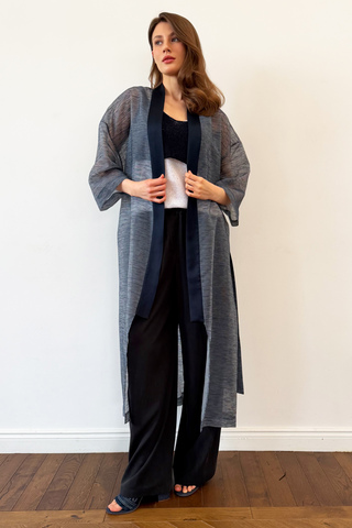 Топ укороченный синий из хлопкового букле