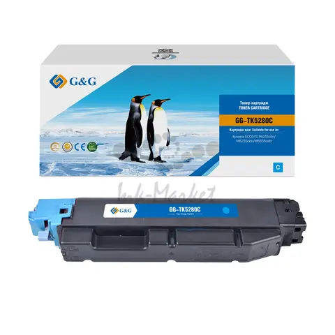 Совместимый лазерный картридж G&G GG-TK5280C (TK5280C) для Kyocera Ecosys P6235cdn, M6235cidn, M6635cidn, 11000 стр., голубой, с чипом