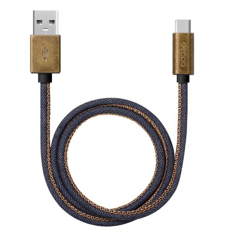 USB дата-кабель Deppa Jeans USB - USB Type-C 1.2м медь/ Джинсовая оплетка