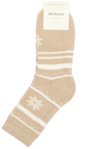 Бежевые махровые носки со снежинкой RuSocks