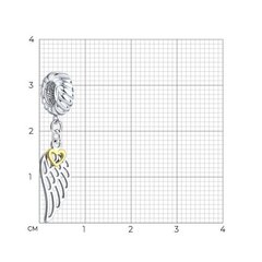 94031903 - Подвеска - шарм  КРЫЛО С СЕРДЕЧКОМ из золочёного серебра