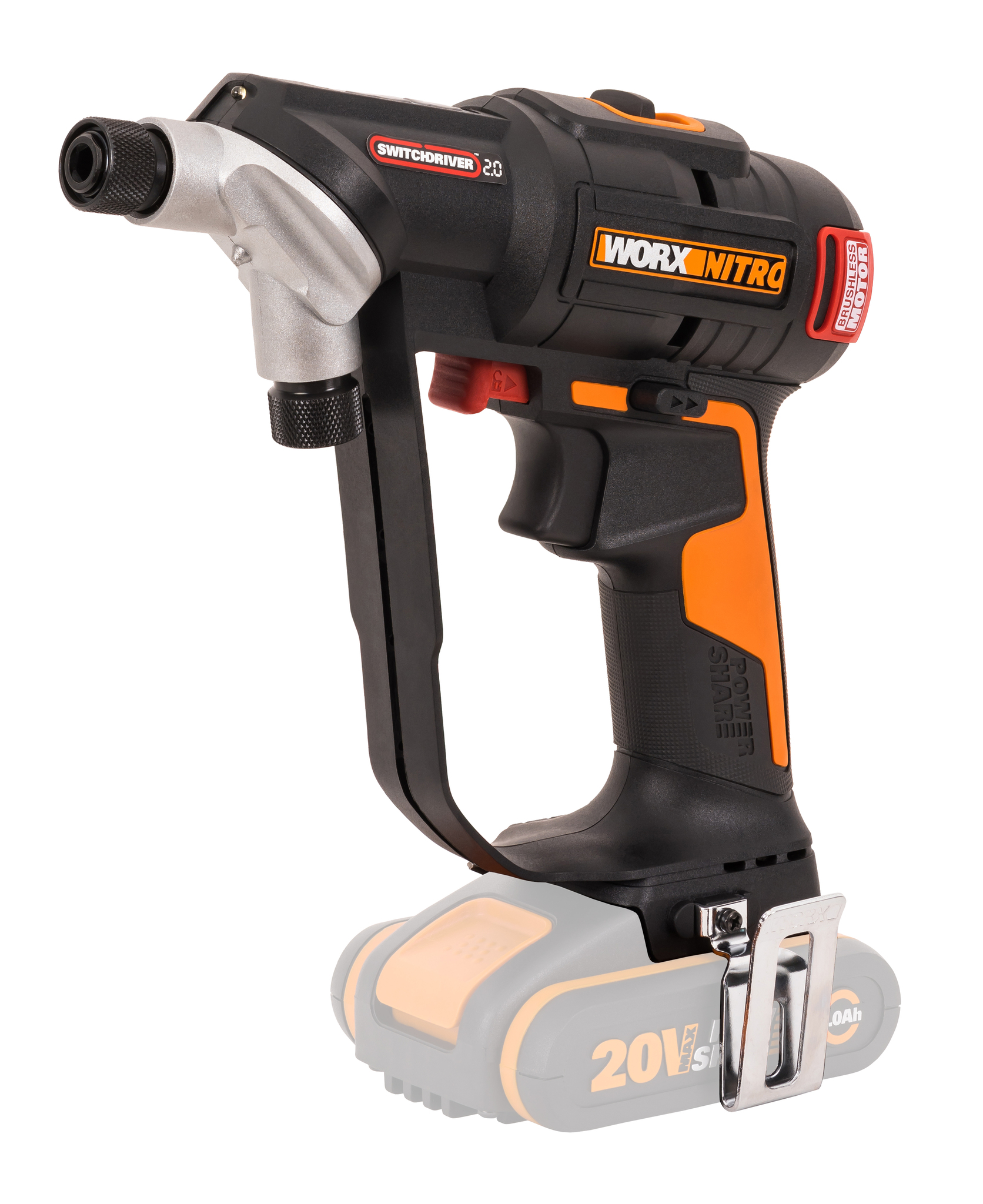 Дрель-шуруповерт аккумуляторная бесщёточная WORX Switchdriver 2.0 WX177.9, 50Нм, 20В, без АКБ и ЗУ