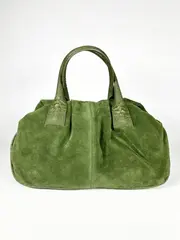 Женская зеленая сумка из натуральной замши