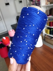 Синий электрик, арт. 1, хлопок с бисером