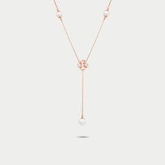 Колье золотое с жемчугом и фианитом из розового золота 585 пробы (арт. 06-1-071-0501-010)